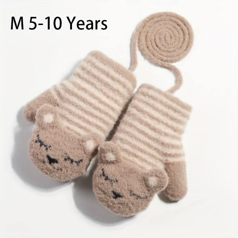 Kids Winter Knit Gloves Boys Girls Christmas Holiday Warm Gloves