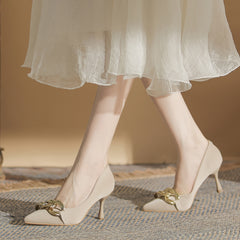 Women's Chain Decor High Heels Slip-on Stiletto Pumps