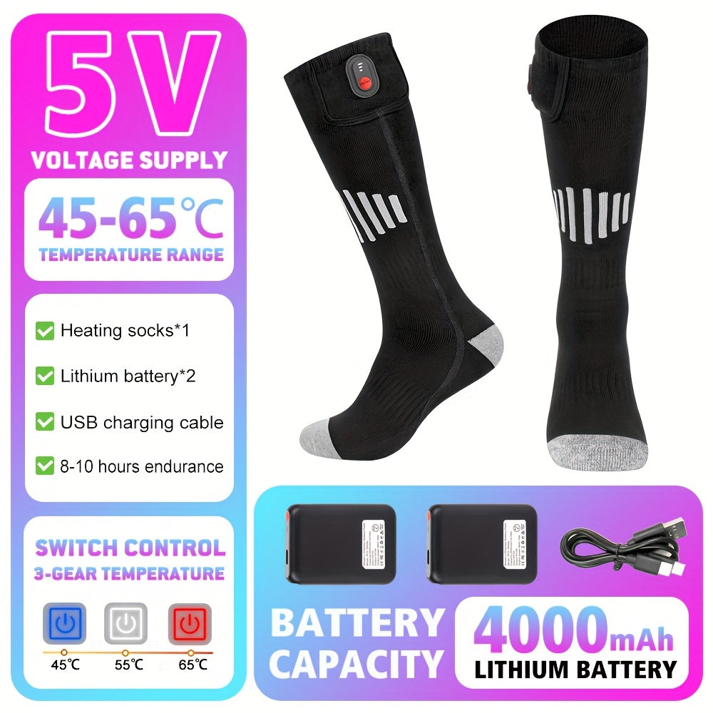 USB Rechargeable Heating Socks Infrared Heated Boots for Outdoor Winter