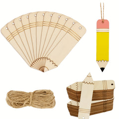 10pcs DIY Hollow Blank Pencil Wood Chip Ornament