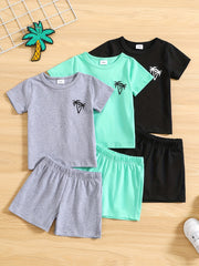 3-Piece Baby Boy's Coconut Tree Graphic T-shirt Shorts Set