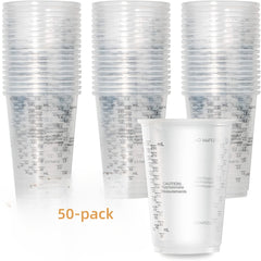 50pcs 8oz Disposable PP Scale Cup Mixing Measuring Cup Transparent Plastic Cup