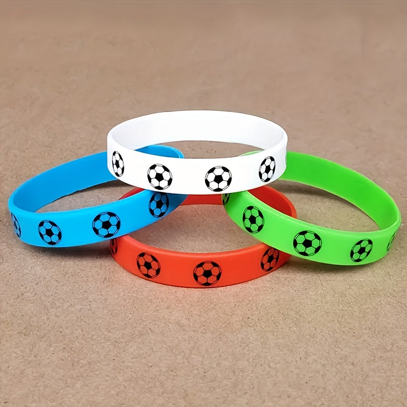 4 Pcs Soccer Motivational Rubber Wristbands - Multicolored Soccer Party