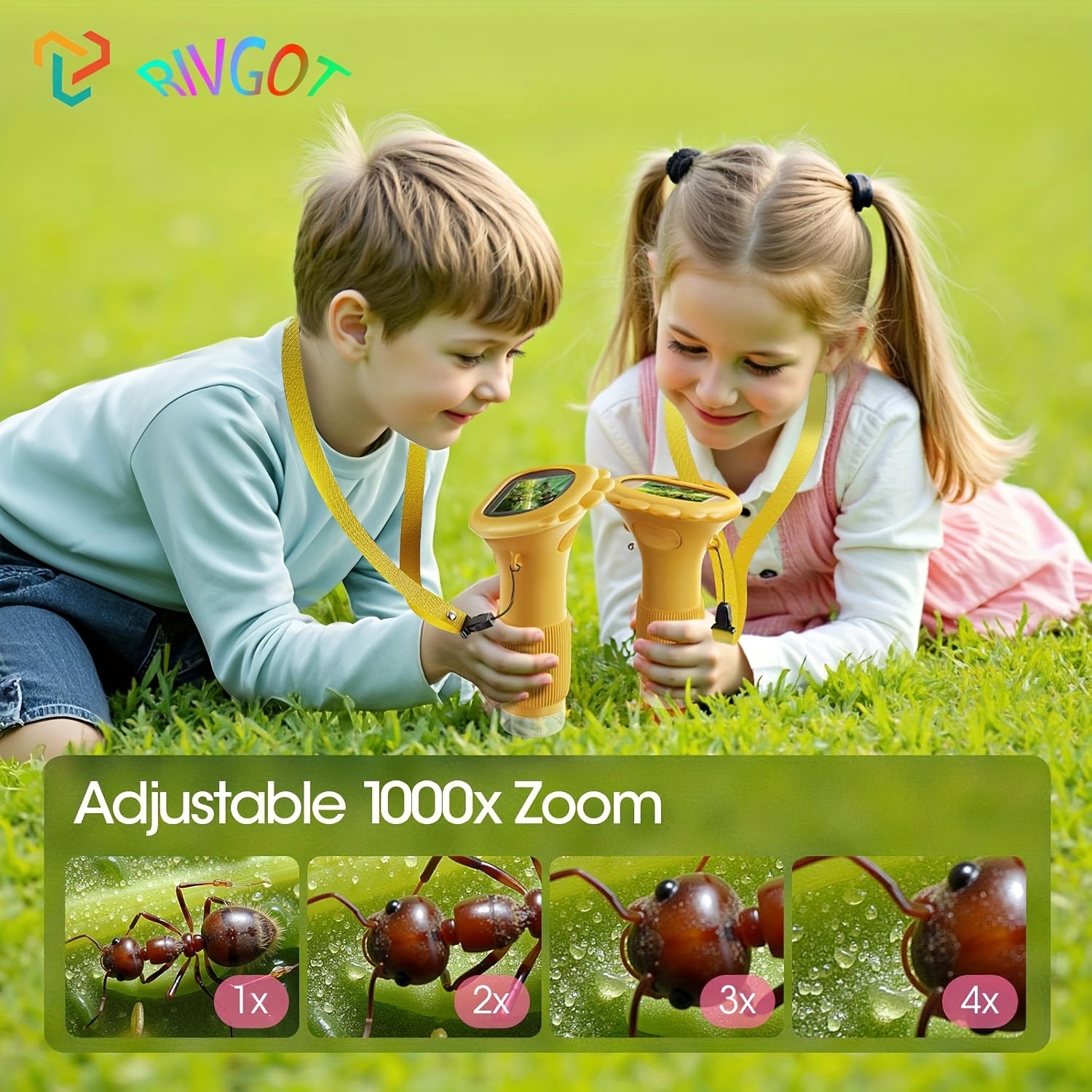 RIVGOT 2 Inch 1000X Handheld Digital Microscope Toy