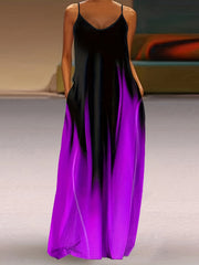 Women's Plus Ombre Print Maxi Dress With Pockets