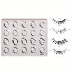 20 Pairs Transparent Band False Eyelashes Natural Cross Waterproof Eyelashes
