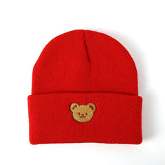 Boys Bear Knit Beanie Hat Warm Winter Autumn