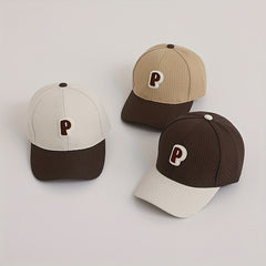 Kids Adjustable Casual Baseball Cap Sunshade with Letter P Embroidery