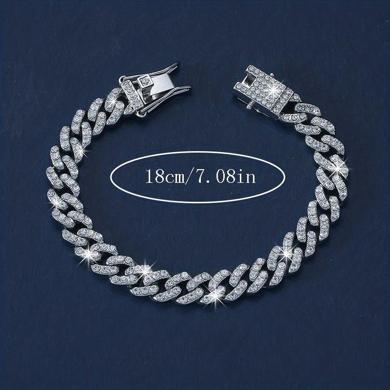 Glitter Rhinestone Cuban Chain Bracelet Women's Jewelry Gift