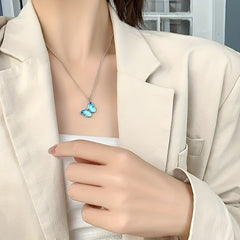 Gradient Butterfly Pendant Necklace Colorful Clavicle Chain