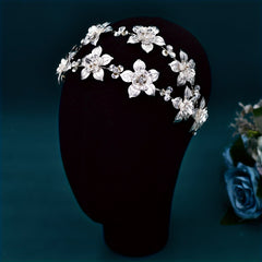 Rhinestone Flower Bride Headwear Hair Hoop for Banquet Plate