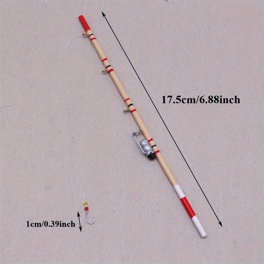Wooden Fishing Rods with Nets Toy House Decor for Dollhouse