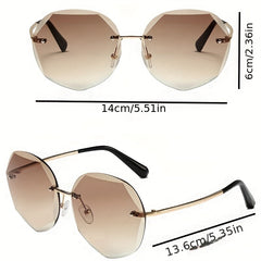 Oversized Polygonal Sunglasses Gradient Rimless Glasses UV400