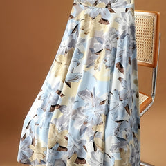 Floral Print Pleated Long Summer Skirt Women's Clothing