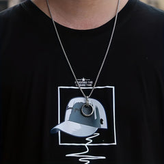 Men's Titanium Steel Ring Pendant Necklace Retro Accessory for Couples