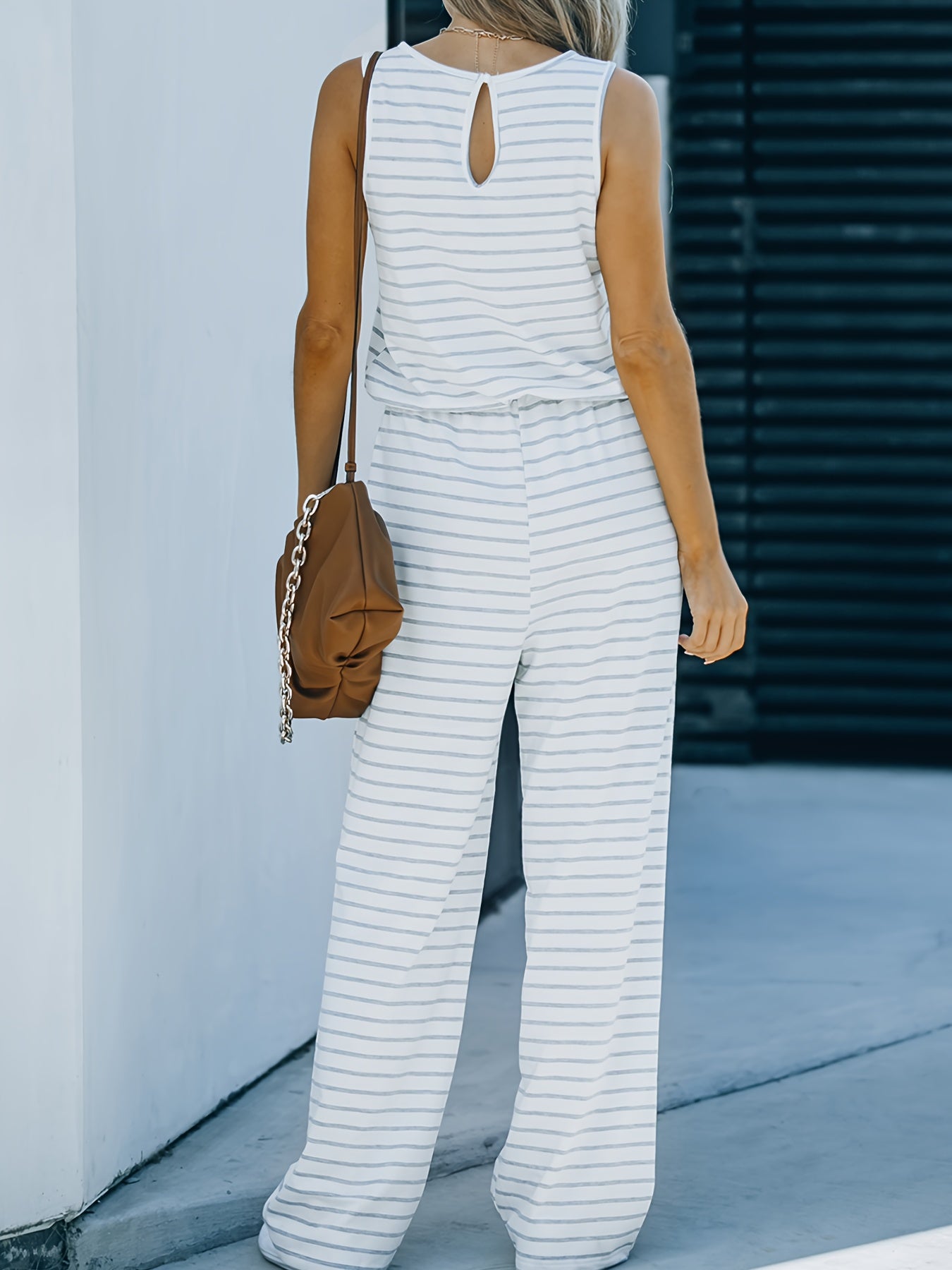 Striped Tank Jumpsuit Sleeveless Casual Jumpsuit