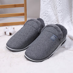 Men's Warm Fleece Round Toe Slippers Non-slip Home Shoes