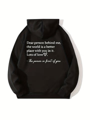 Letter Graphic Hoodie Long Sleeve Pullover Tee Shirt