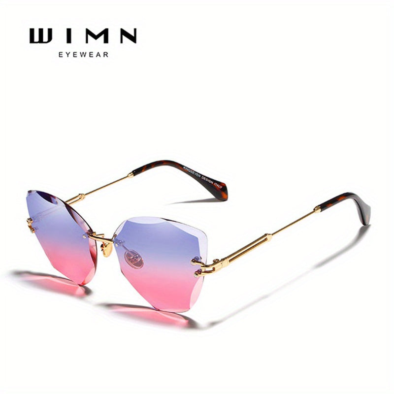 WIMN Vintage Rimless Cat Sunglasses Retro Gradient Sun Glasses UV400