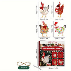 4pcs Christmas Scarf Chicken Pendant Set Christmas Hanging Decorations
