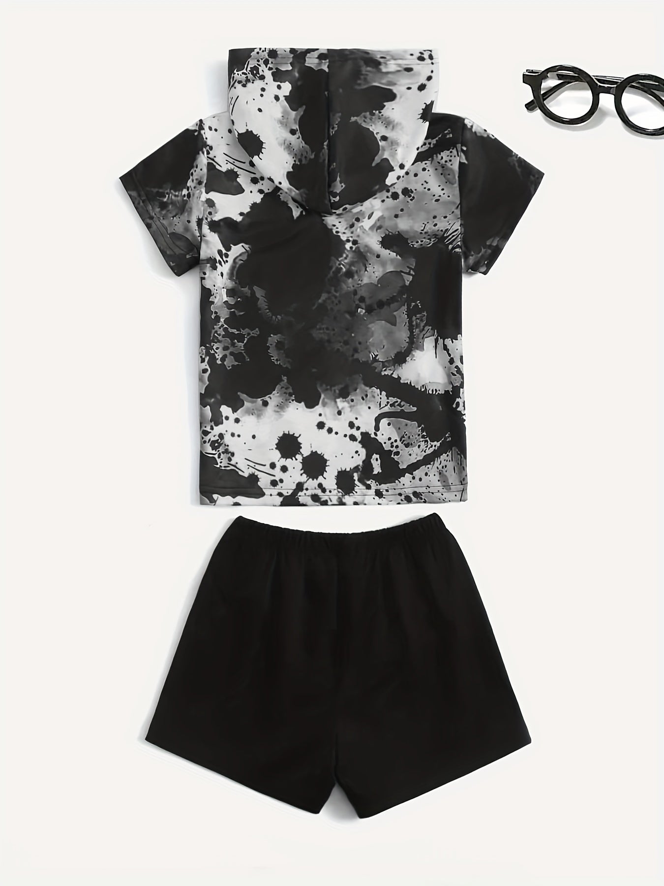 Boys Teen Graphic Print Hooded T shirt & Shorts Set for Summer