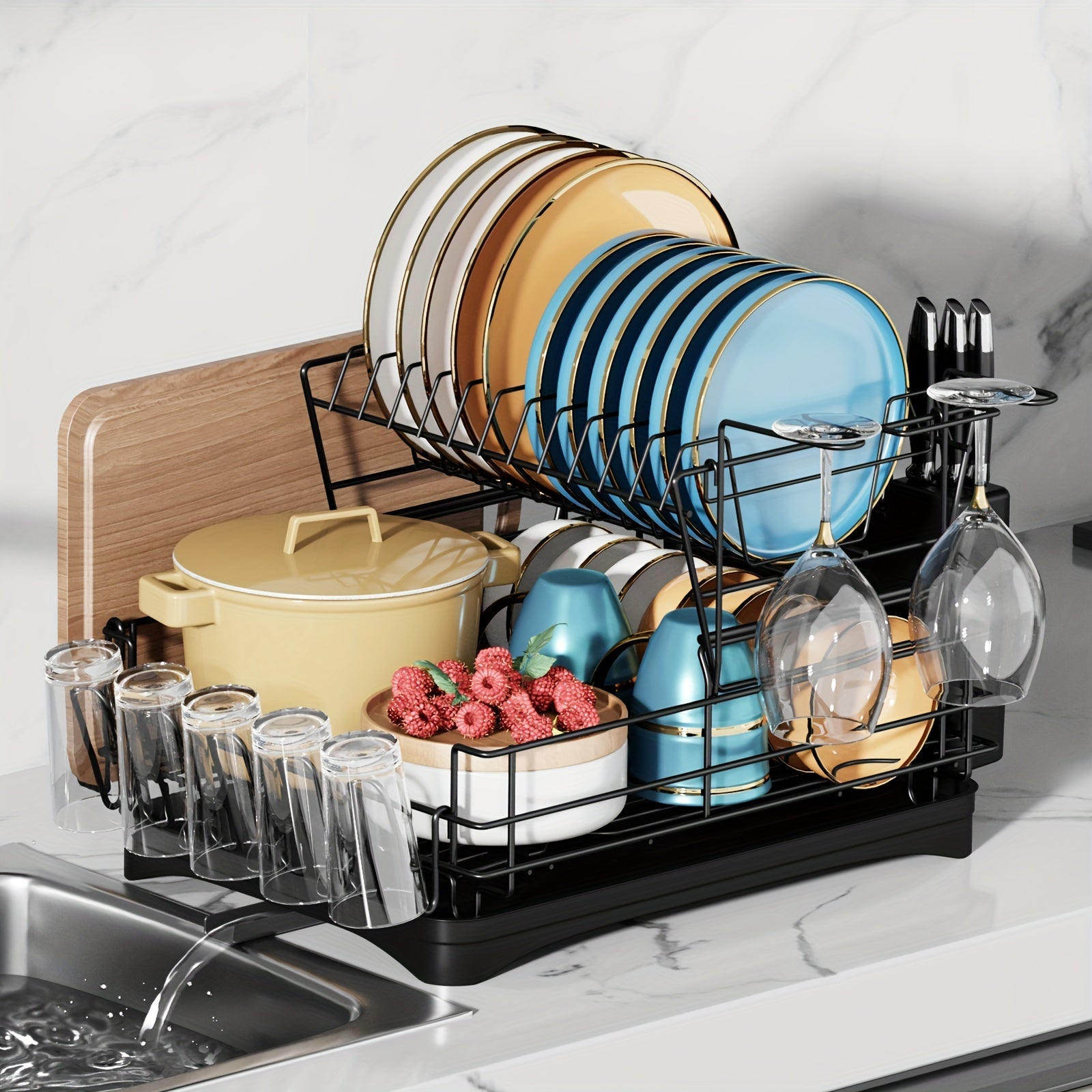 Over-The-Sink 2-Tier Dish Drying Rack Set
