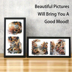 4pcs Scenic Park UV DTF Vinyl Paper for Glass Jars