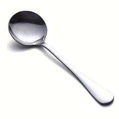 6pcs Soup Spoon Stainless Steel Large Round Spoon Heavy Duty Tableware