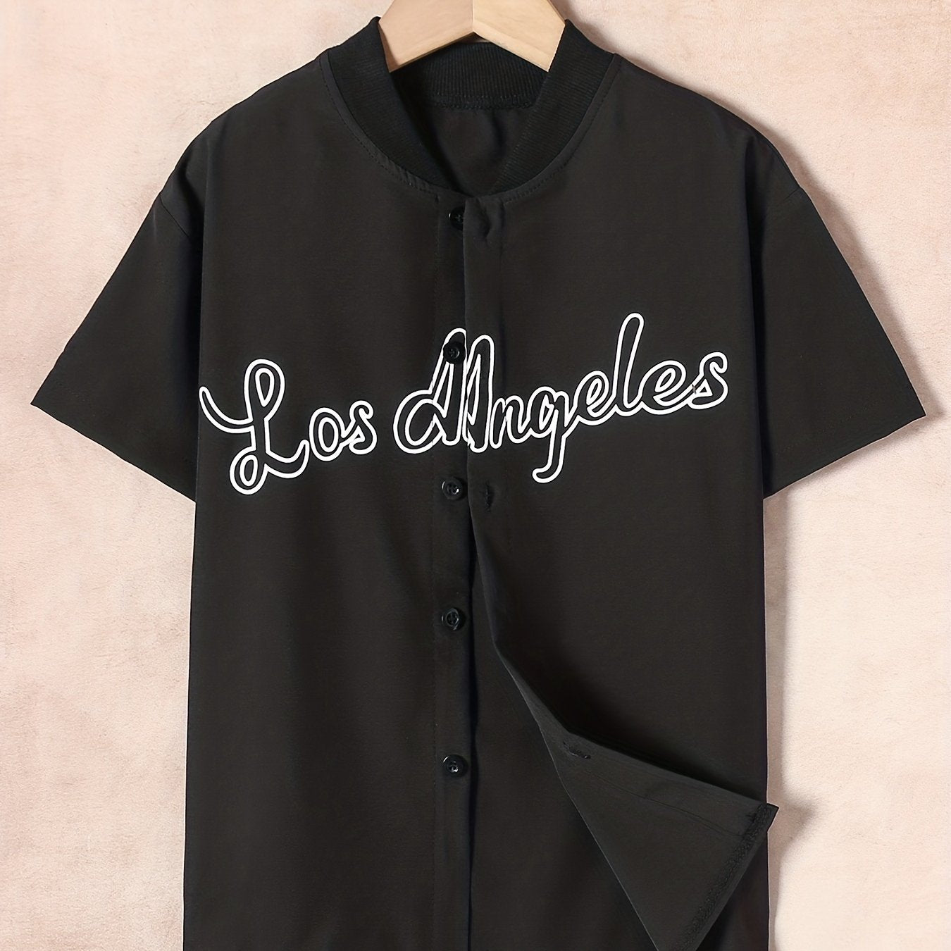 Boys LA Graphic Button Baseball Collar Shirt