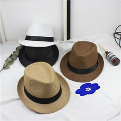 Boys Casual Wide Brim Braided Hat