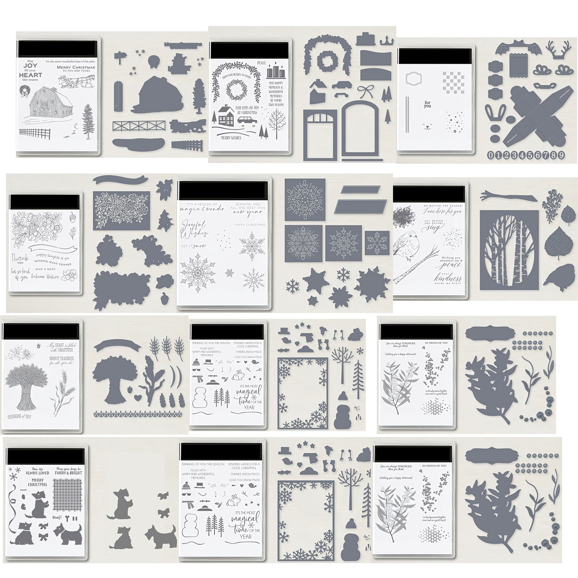 Christmas Tree Animals Clear Stamp & Die Set for Card Making DIY Scrapbooking