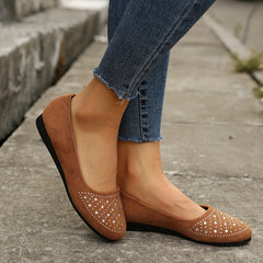 Women's Rhinestone Flat Loafers Lightweight Slip On Shoes