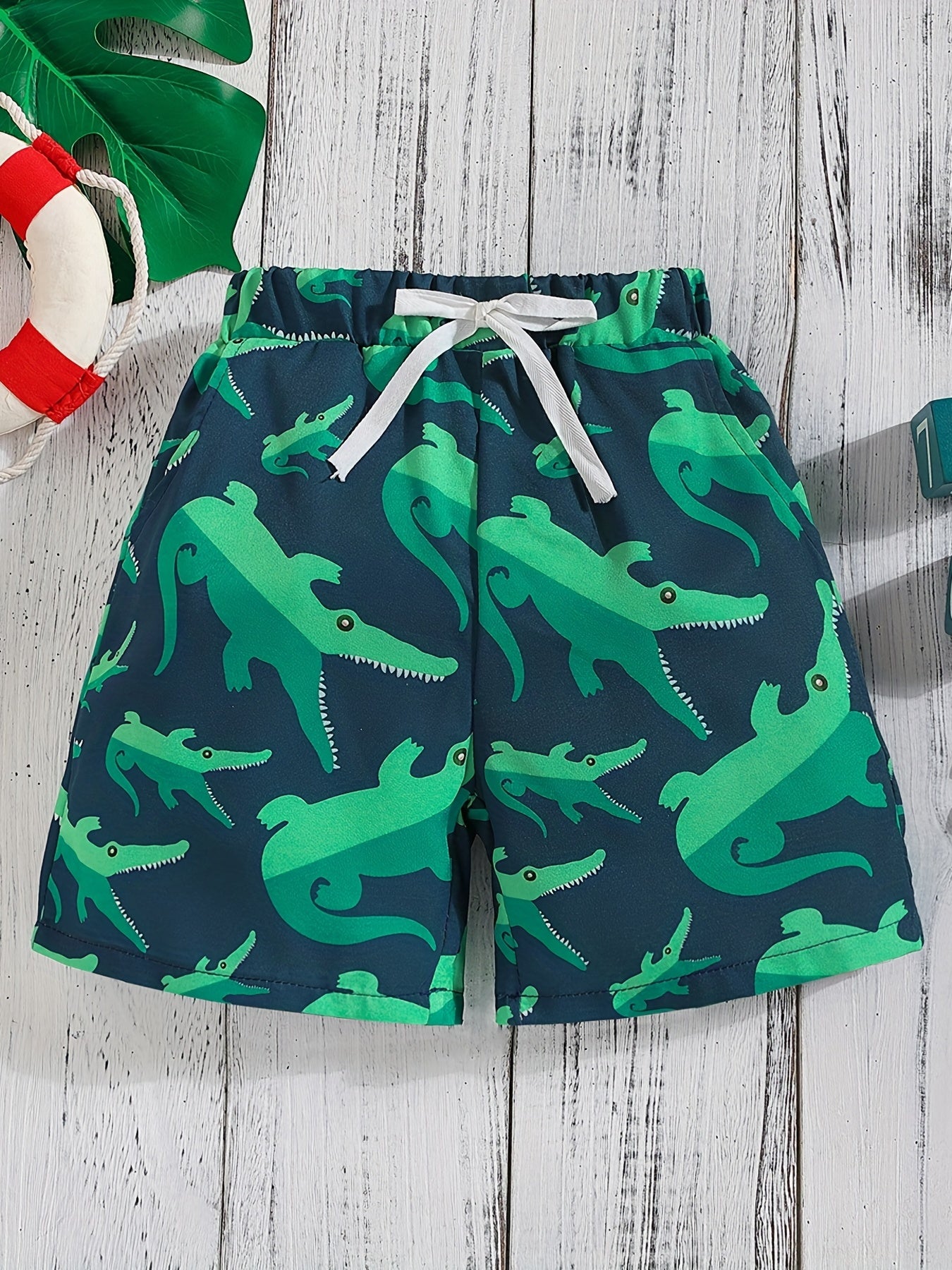 Boys Croc Print Casual Shorts for Vacation Beach Kids Summer