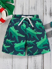 Boys Croc Print Casual Shorts for Vacation Beach Kids Summer