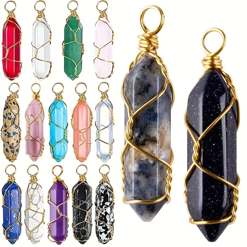 20pcs Hexagonal Crystal Pendant Charms for DIY Jewelry Making