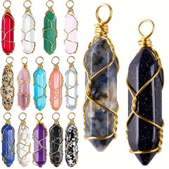 20pcs Hexagonal Crystal Pendant Charms for DIY Jewelry Making