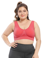 Seamless Plus Size Sports Bra w/ Pads High Stretch Solid Bra