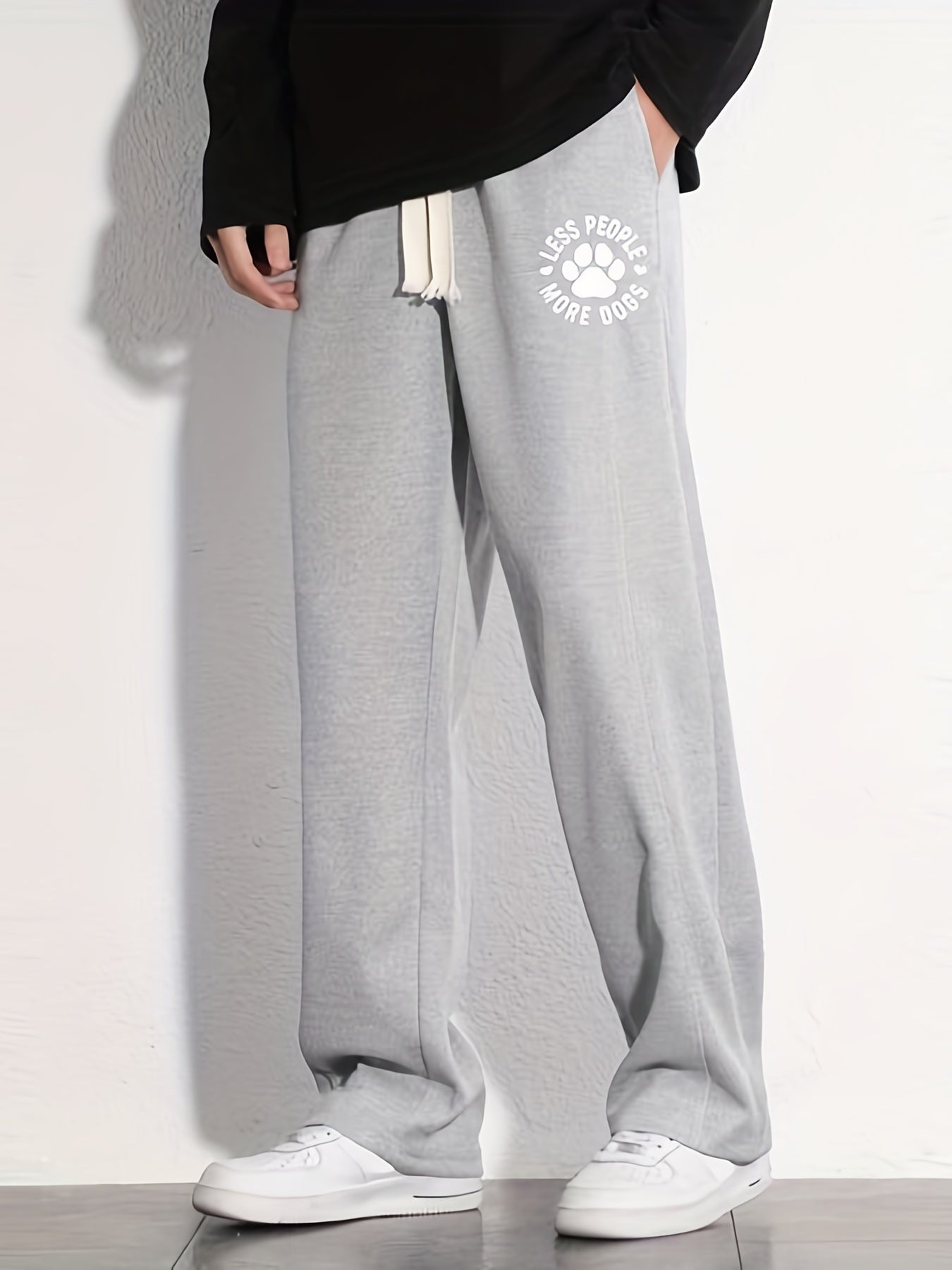 Claw Pattern Letter Print Joggers Men's Casual Loose Fit Pants
