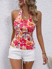Floral Print Halter Top Sleeveless Summer Top Women's Clothing
