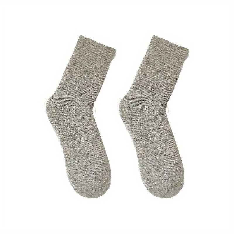 Thick Cotton Wool Mid-calf Socks with Wool Loops for Warmth