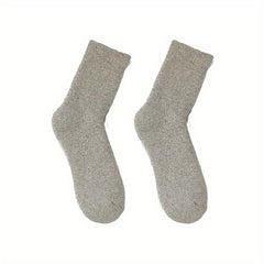 Thick Cotton Wool Mid-calf Socks with Wool Loops for Warmth