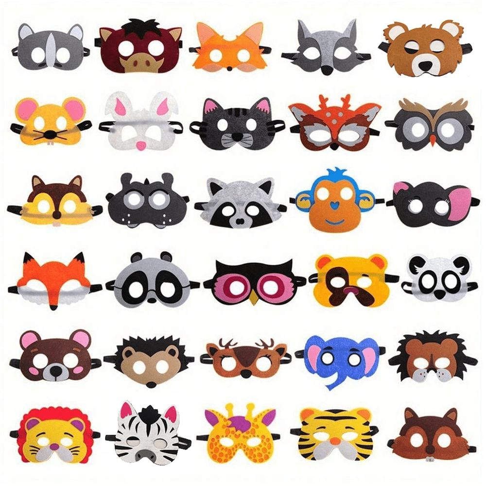 Assorted Felt Animal Masks Variety Pack for Safari Themed Party Favors