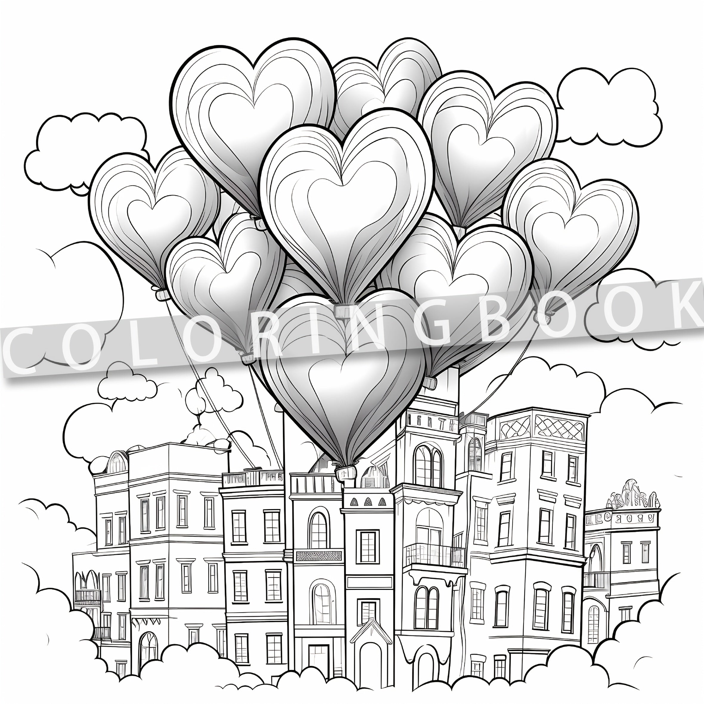 Love Palette Adult Coloring Book 24 Pages Single Sided Bear Floral Heart Designs