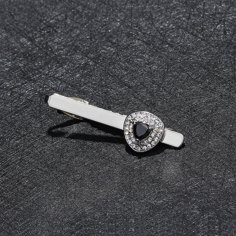 Men's Big Rhinestone Tie Clip Vintage Collar Pin