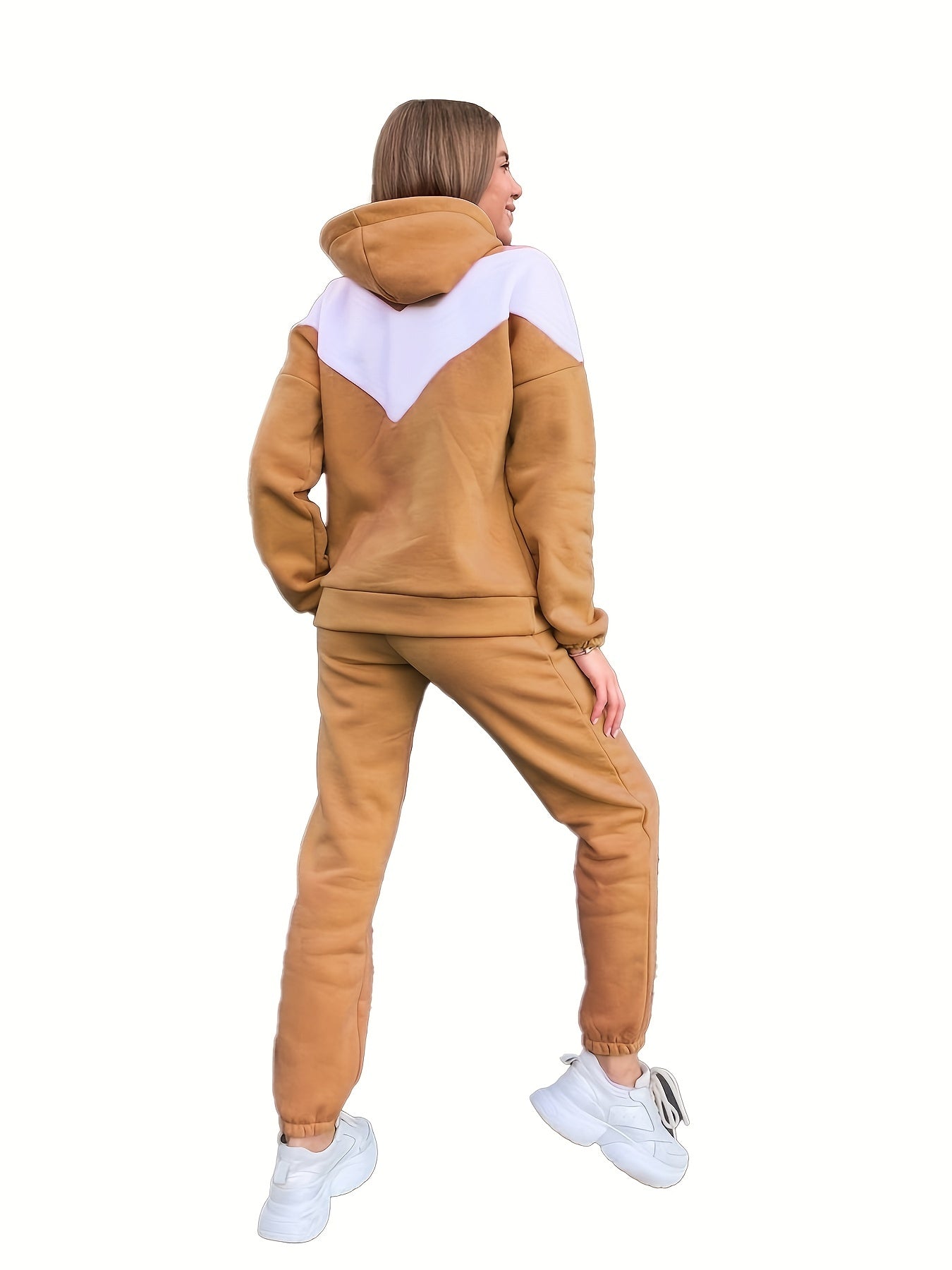 Colorblock Hoodie & Joggers Set Women's Casual 2 Piece Outfit