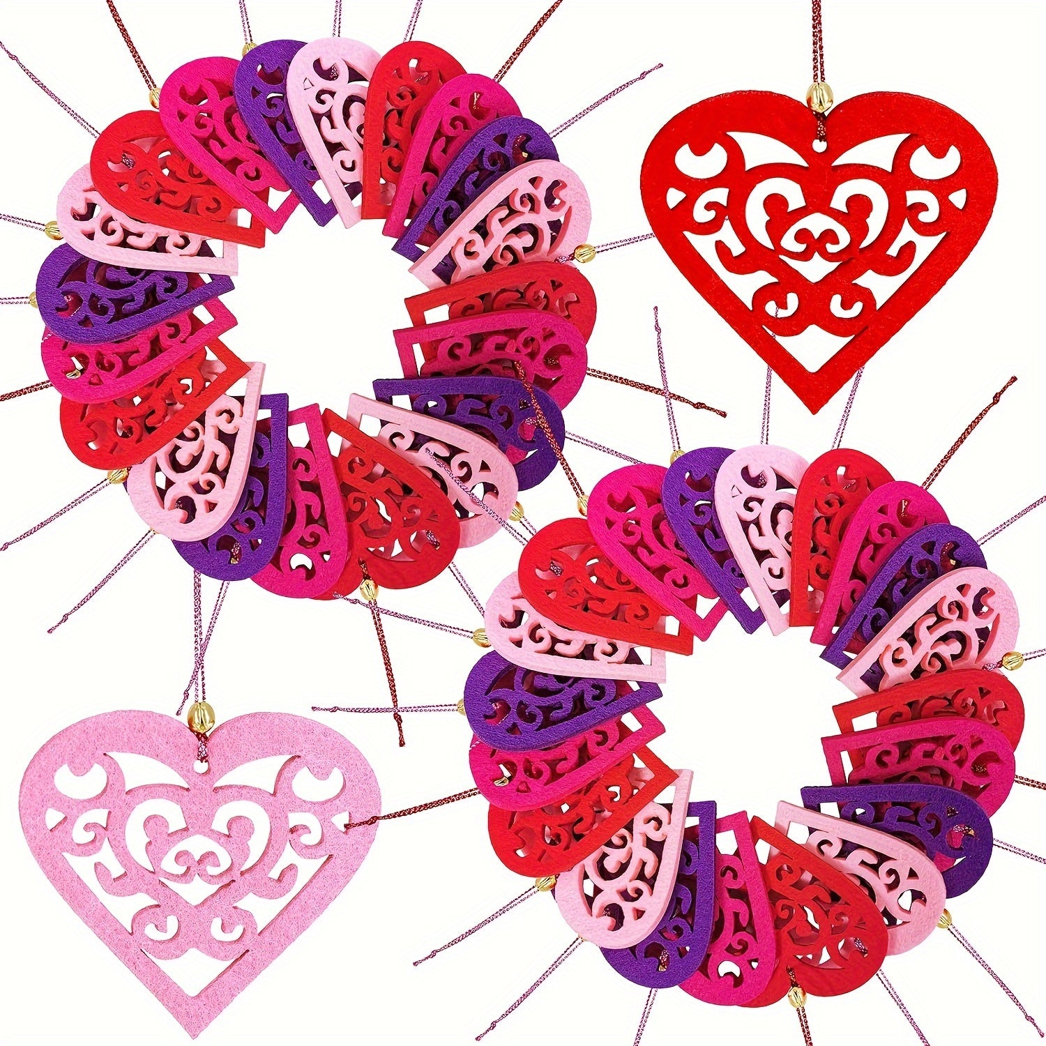 20pcs Christmas Heart Hanging Decoration for Door and Mall Shop