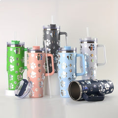 40oz Stainless Steel Cat Claw Tumbler w/Lid & Straw