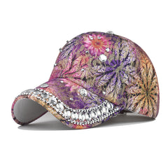 Vintage Floral Print Baseball Cap Adjustable Hat
