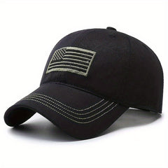 Camouflage Baseball Cap with American Flag Print