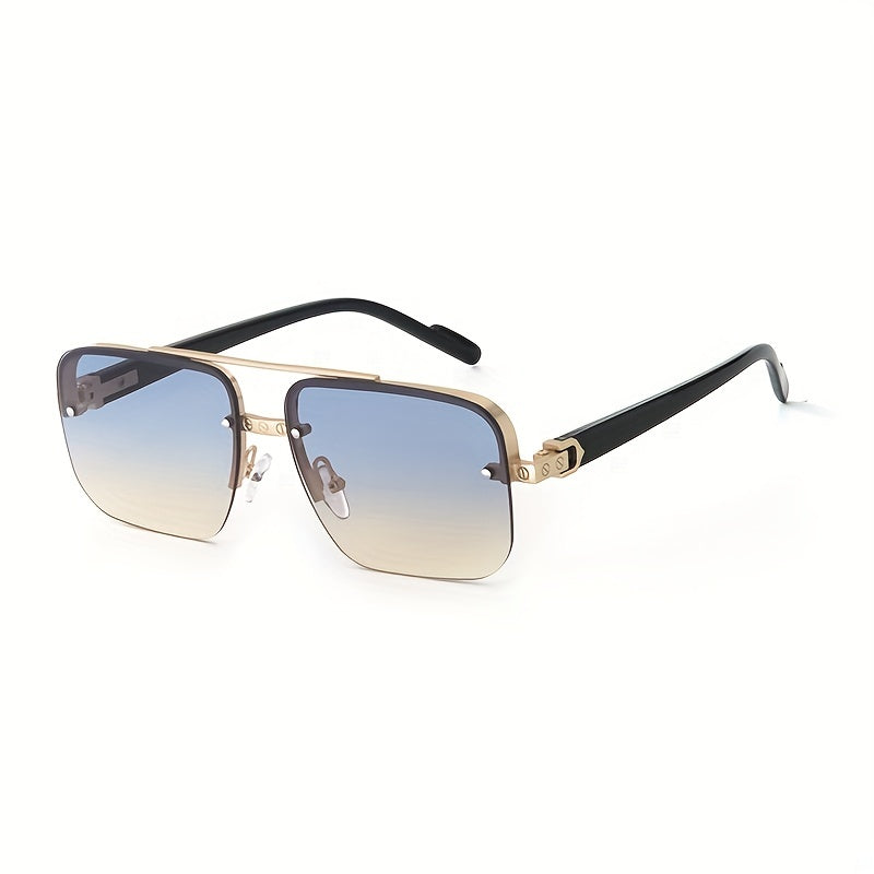 Half Frame Cut Edge Sunglasses Square Frame Sports Glasses Men's Glasses Case